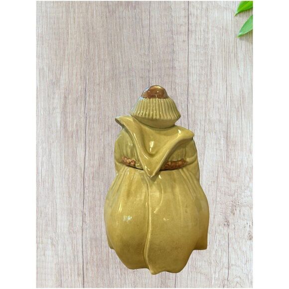 Vintage RED WING Cookie Jar "Thou Shalt Not Steal" Friar Tuck Monk 1940s Yellow - Picture 7 of 9